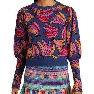 FARM Rio Banana Bunch Puff-Sleeve Sweater